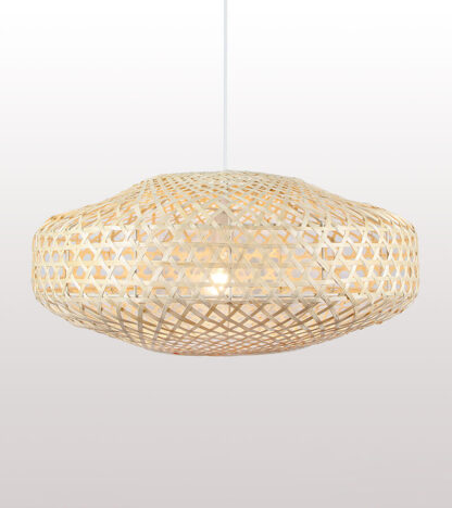 Single-light pendant lamp made of bamboo in a natural color
