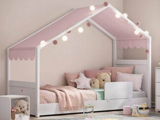 Παιδικό κρεβάτι με τέντα ροζ MW-1301-1007
